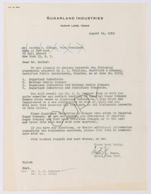 [Letter from Thomas L. James to George S. Butler, August 12, 1953]