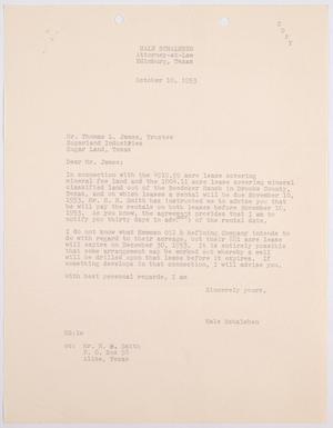 [Letter from Hale Schaleben to Thomas L. James, October 10, 1953]