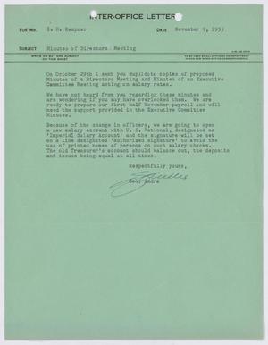 [Letter from George Andre to I. H. Kempner, November 9, 1953]