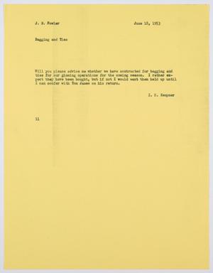 [Letter from I. H. Kempner to J. B. Fowler, June 18, 1953]