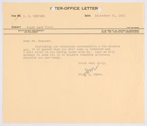[Letter from Thomas L. James to I. H. Kempner, September 21, 1953]