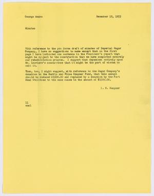 [Letter from I. H. Kempner to George Andre, December 19, 1953]