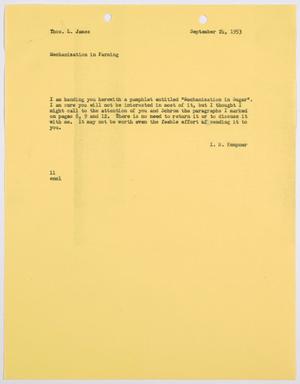 [Letter from I. H. Kempner to Thomas L. James, September 24, 1953]