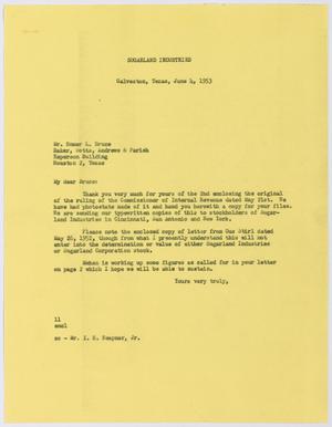 [Letter from I. H. Kempner to Homer L. Bruce, June 4, 1953]