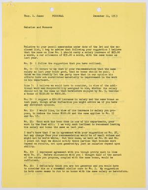 [Letter from I. H. Kempner to Thos. L. James, December 11, 1953]