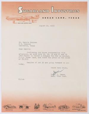 [Letter from Thomas L. James to Harris Kempner, August 19, 1953]