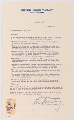 [Letter from Robert Markle Armstrong to Texas Brokers, List #3, July 31, 1953]