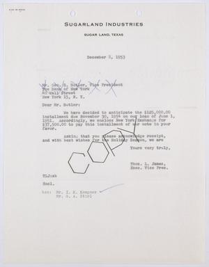 [Letter from Thos. L. James to Geo. S. Butler, December 8, 1953]