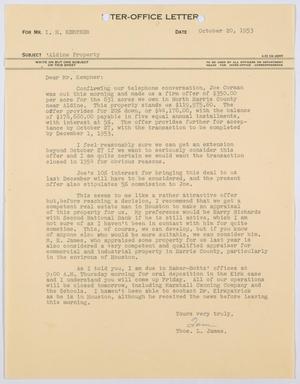 [Letter from Thomas L. James to I. H. Kempner, October 20, 1953]
