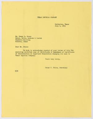 [Letter from Oscar P. Trice to Homer L. Bruce, July 9, 1953]