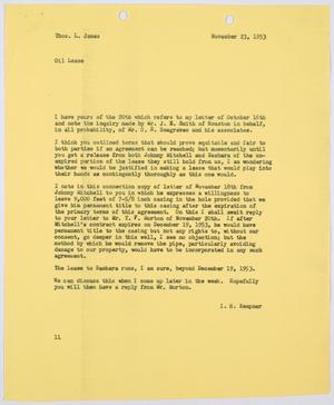 [Letter from I. H. Kempner to Thomas L. James, November 23, 1953]