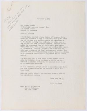 [Letter from H. L. Williams to Sidney Hooker, November 9, 1953]