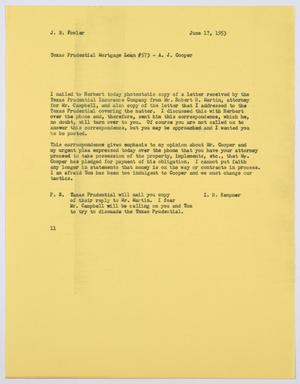 [Letter from I. H. Kempner to J. B. Fowler, June 17, 1953]