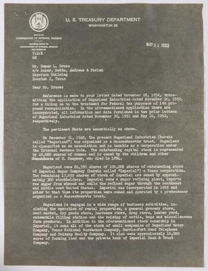 [Letter from Norman A. Sugarman to Homer L. Bruce, May 21, 1953]
