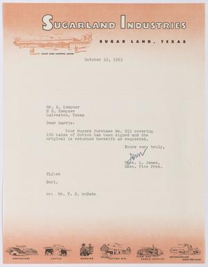 [Letter from Thomas L. James to H. Kempner, October 19, 1953]