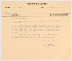 [Letter from Thomas L. James to I. H. Kempner, October 15, 1953]