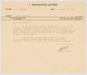 [Letter from I. H. Kempner to Thomas L. James, November 27, 1953]