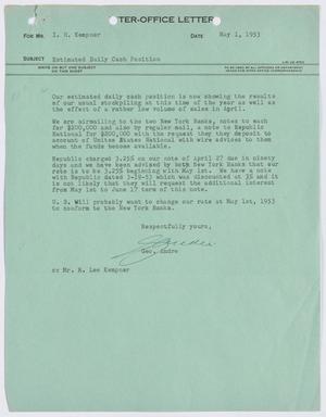 [Letter from George Andre to I. H. Kempner, May 1, 1953]
