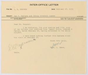 Primary view of object titled '[Letter from T. L. James to I. H. Kempner, February 27, 1953]'.