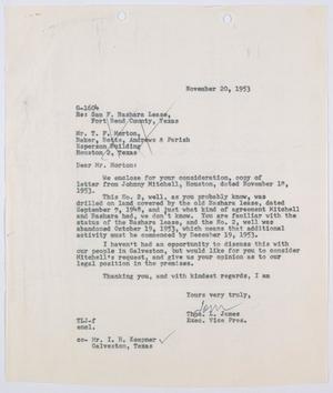 [Letter from Thomas L. James to T. F. Morton, November 20, 1953]