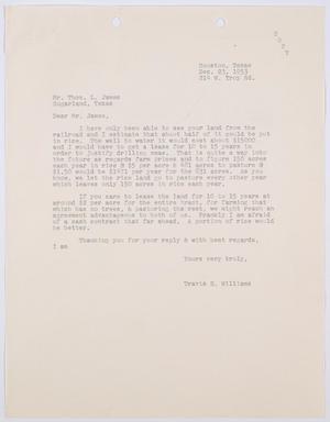 [Letter from Travis E. Williams to Thos. L. James, December 23, 1953]