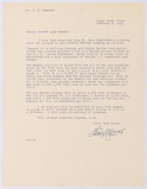 [Letter from Thomas L. James to Brooks County Land Owners, February 6, 1953]