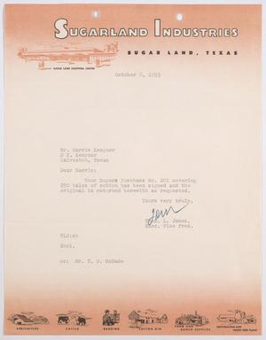 [Letter from Thomas L. James to Harris Kempner, October 8, 1953]