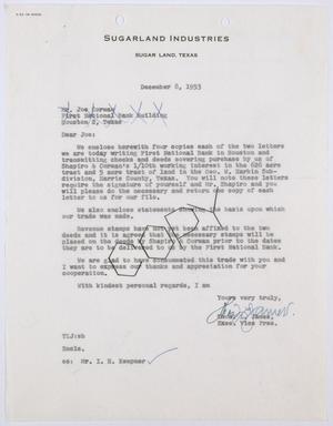 [Letter from Thos. L. James to Joe Corman, December 8, 1953]