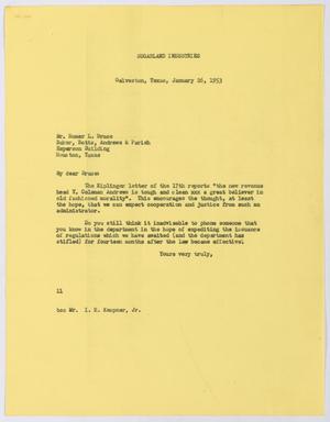 [Letter from I. H. Kempner to Homer L. Bruce, January 26, 1953]