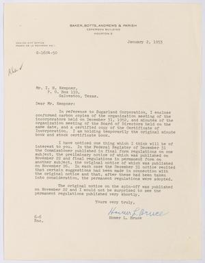 [Letter from Homer L. Bruce to I. H. Kempner, January 2, 1953]
