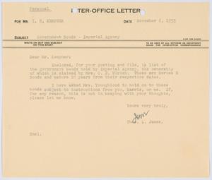 Primary view of object titled '[Letter from Thomas L. James to I. H. Kempner, November 6, 1953]'.