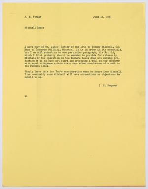 [Letter from I. H. Kempner to J. B. Fowler, June 13, 1953]