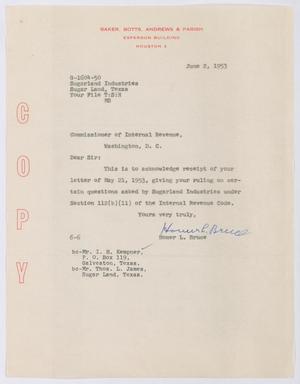 [Letter from Homer L. Bruce to Commissioner of Internal Revenue, June 2, 1953]