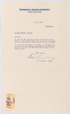 [Letter from R. M. Armstrong to Texas Brokers, List #3, July 31, 1953]