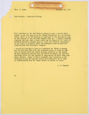 [Letter from I. H. Kempner to Thomas L. James, November 28, 1953]