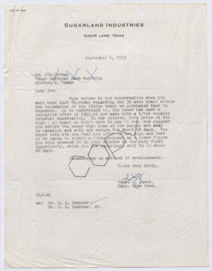 [Letter from Thomas L. James to Joe Corman, September 8, 1953]