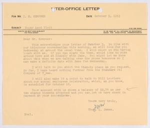[Letter from Thomas L. James to I. H. Kempner, October 5, 1953]