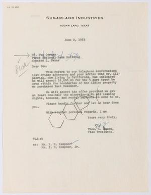 [Letter from Thomas L. James to Joe Corman, June 2, 1953]