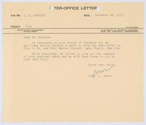 [Letter from T. L. James to I. H. Kempner, December 22, 1953]