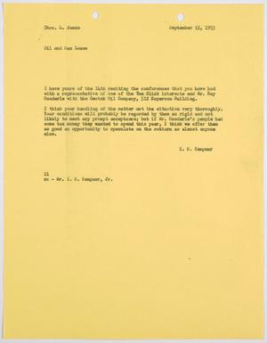 [Letter from I. H. Kempner to Thomas L. James, September 15, 1953]
