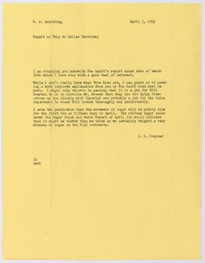 [Letter from Isaac Herbert Kempner to Robert Markle Armstrong, April 3, 1953]