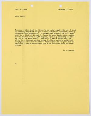 [Letter from I. H. Kempner to Thos. L. James, December 15, 1953]