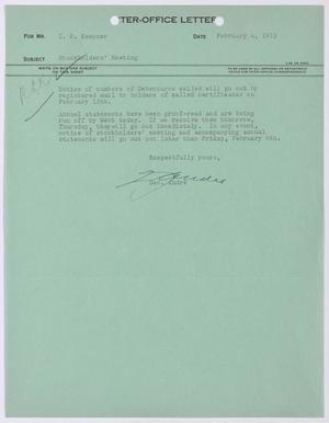 [Letter from Geo. Andre to I. H. Kempner, February 4, 1953]
