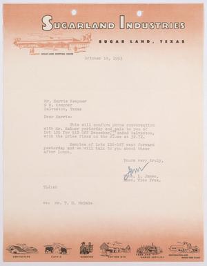 [Letter from Thomas L. James to Harris Kempner, October 14, 1953]