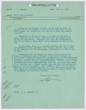 [Inter-Office Letter from George Andre to I. H. Kempner, June 12, 1953]