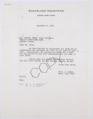 [Letter from Thos. L. James to Oran H. Kite, December 8, 1953]