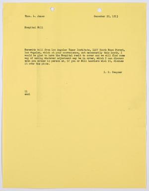 [Letter from I. H. Kempner to Thos. L. James, December 29, 1953]