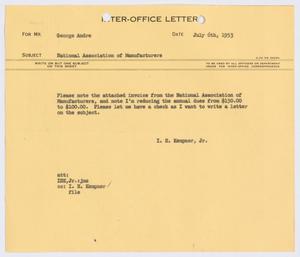 [Letter from I. H. Kempner, Jr., to George Andre, July 6, 1953]