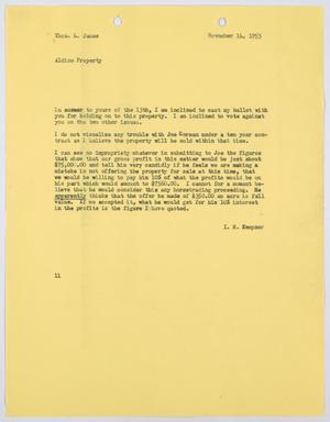 [Letter from I. H. Kempner to Thomas L. James, November 14, 1953]