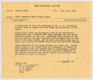 [Letter from I. H. Kempner, Jr., to George Andre, June 9, 1953]